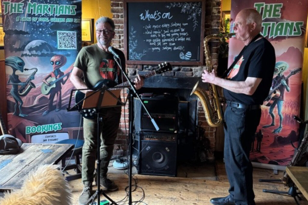 West Sussex band The Martians playing a gig inside