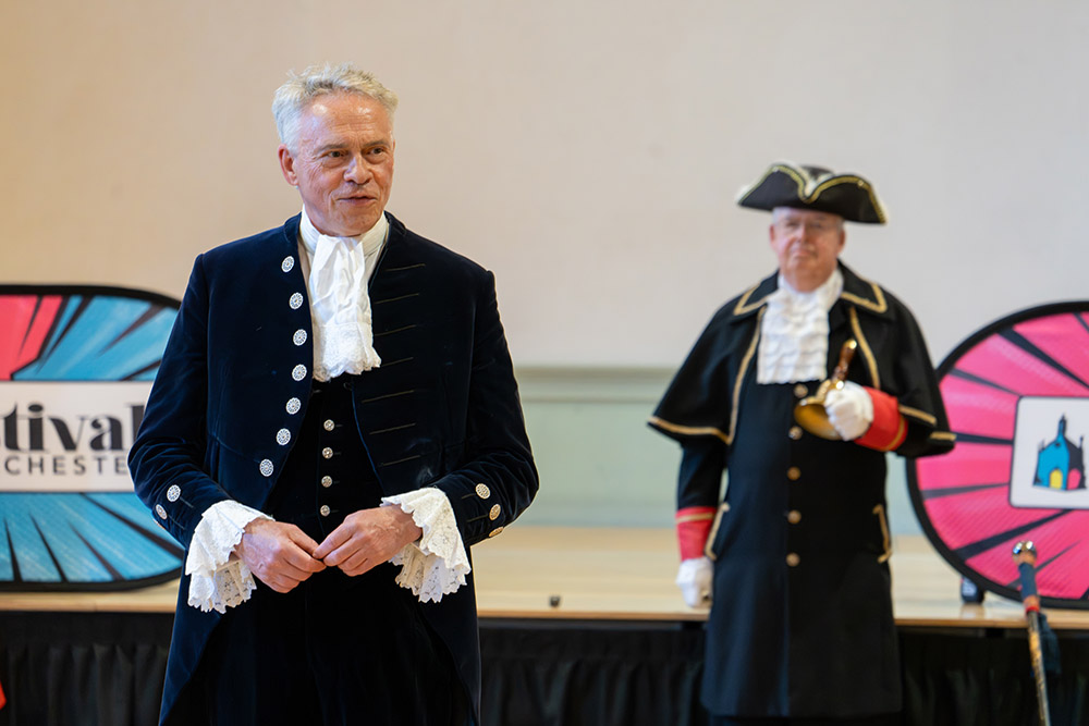 High Sheriff of West Susex Gary Shipton speaks at the Festival of Chichester 2026 brochure launch.