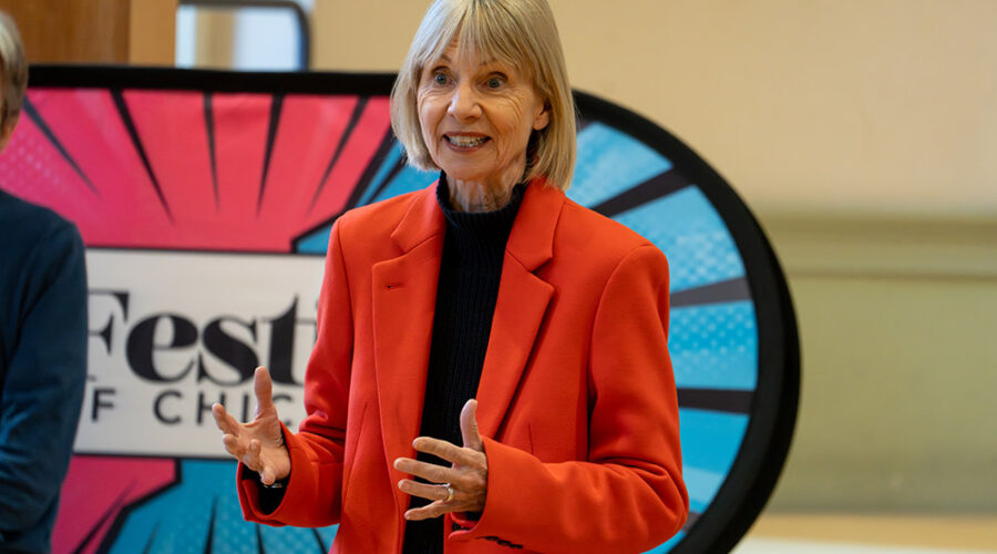 Festival President Kate Mosse speaks at the Festival of Chichester 2026 brochure launch.