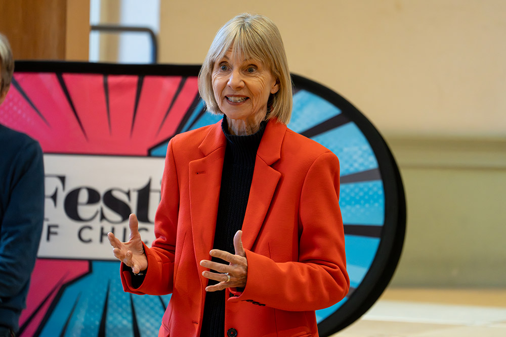 Festival President Kate Mosse speaks at the Festival of Chichester 2026 brochure launch.