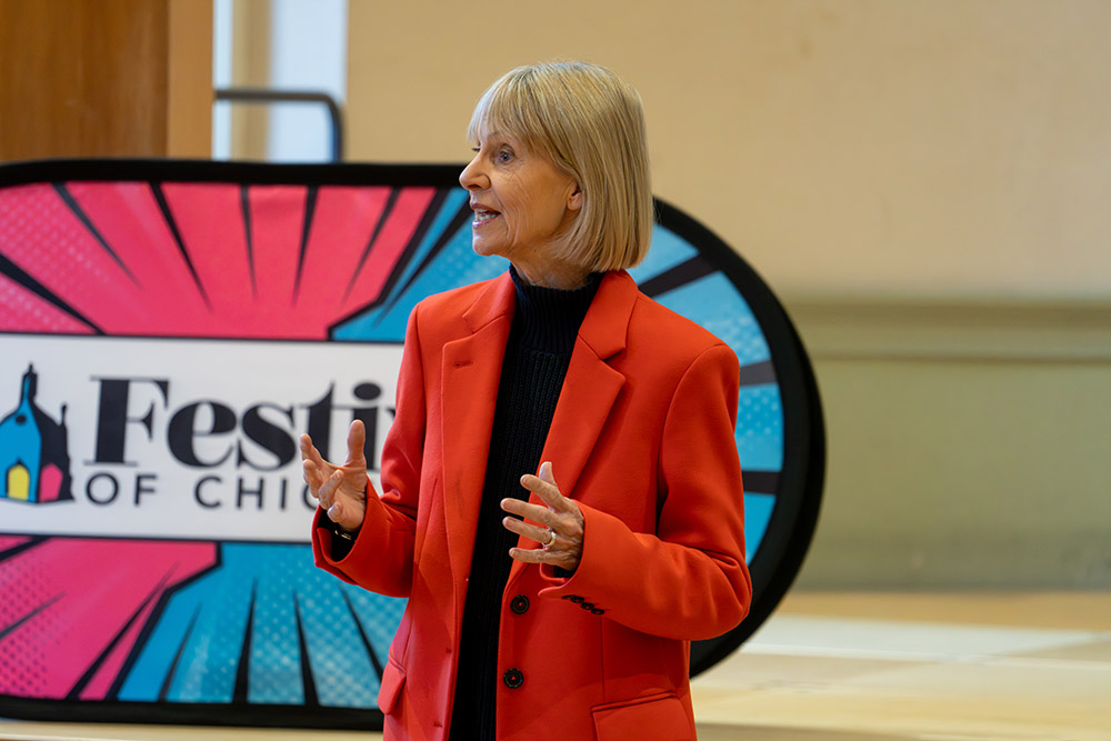 Festival President Kate Mosse speaks at the Festival of Chichester 2026 brochure launch.